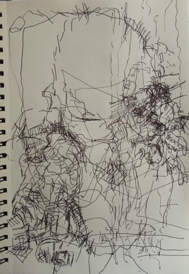 Dessin intitulée "Goliath sans tête" par Olga Richir, Œuvre d'art originale, Stylo à bille