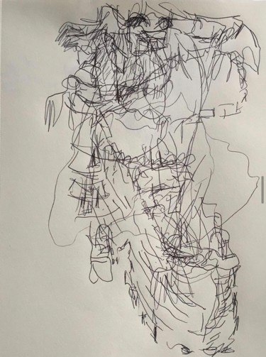 Dessin intitulée "Le grand départ" par Olga Richir, Œuvre d'art originale, Stylo à bille