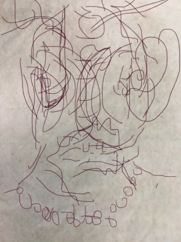 Dessin intitulée "Tete" par Olga Richir, Œuvre d'art originale, Stylo à bille