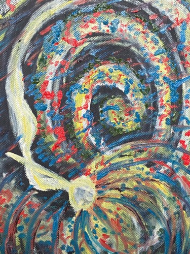 Floating in the abyss of Creation. Hagianu oil on canvas Painting titled "Floating in the aby…" by Viorica Hagianu, Original Artwork, Oil Mounted on Wood Panel