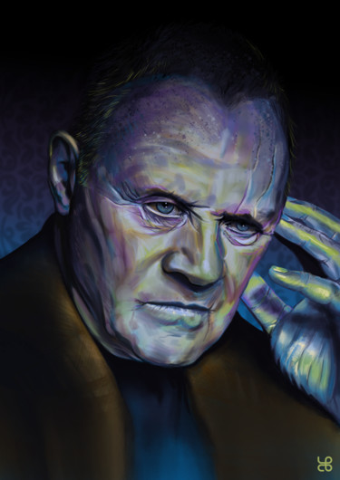 Digital Arts titled ""ANTHONY HOPKINS"" by Loco Art, Original Artwork, Digital Painting