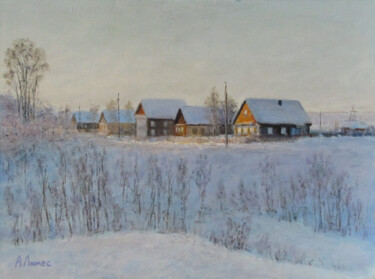 Pintura titulada "Деревенские домики" por Andrei Abramov (Andrei Liumes), Obra de arte original, Oleo