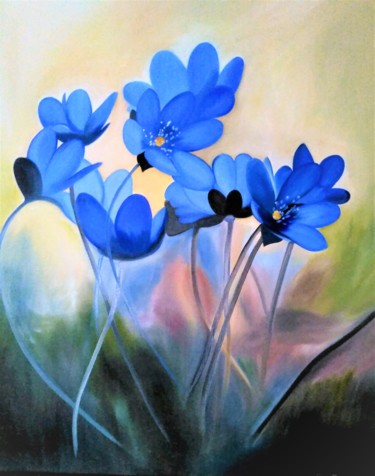 Peinture intitulée "fragiles" par Evelyne Deuil, Œuvre d'art originale, Huile Monté sur Châssis en bois