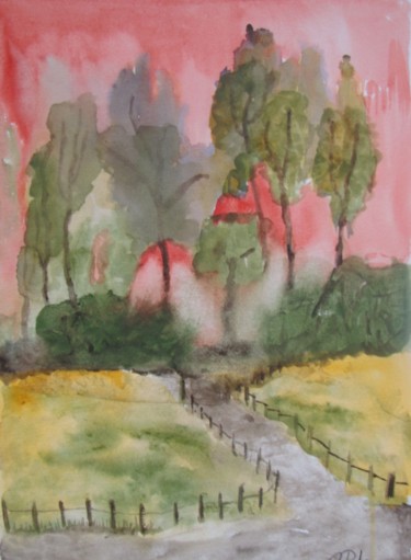 Peinture intitulée "Dans la chaleur de…" par Eliane Robin, Œuvre d'art originale, Aquarelle