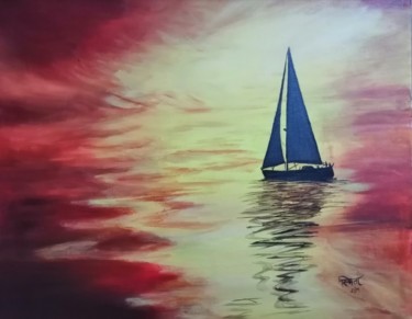 First Light Schilderij getiteld "First Light" door Smita Srivastav, Origineel Kunstwerk, Acryl Gemonteerd op Frame voor houten brancard