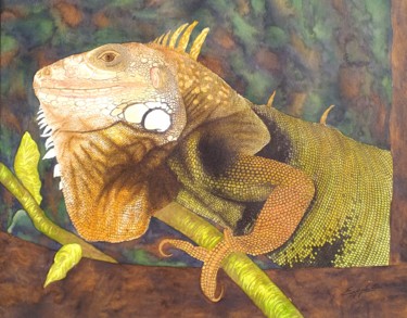 绘画 标题为“L iguane” 由Sylvie Cappe, 原创艺术品, 水彩