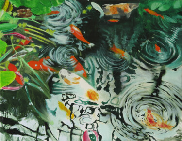 Peinture intitulée "Fish" par James Potter, Œuvre d'art originale, Huile