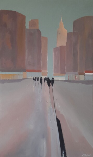 Painting titled "Day dream in blue" by Mariusz Makula, Original Artwork, Oil
