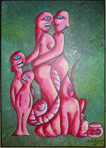 Peinture intitulée "" La famille Nenœil…" par Guillaume Bodin (Gui²), Œuvre d'art originale, Acrylique Monté sur Châssis en…