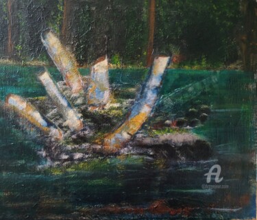 「Les bouleaux」というタイトルの絵画 Janie Marty-Rozetによって, オリジナルのアートワーク, アクリル