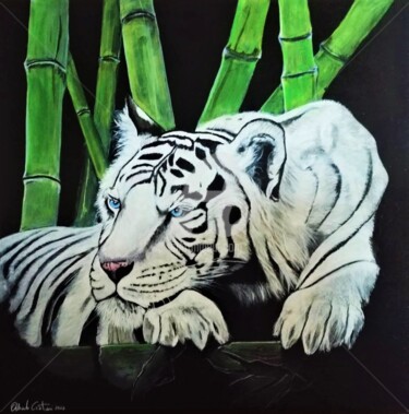 Pittura intitolato "Tigre bianca" da Orlando Cristiani, Opera d'arte originale, Acrilico