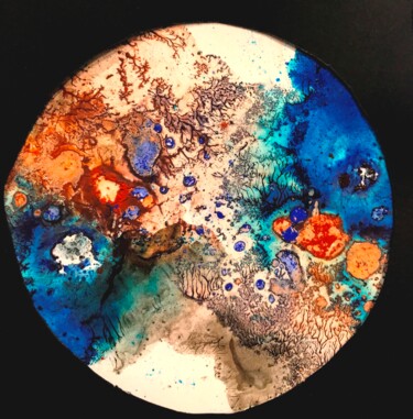Peinture intitulée "sans titre" par Elisabeth Mounic, Œuvre d'art originale, Encre Monté sur Carton