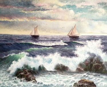 Barcos de pesca.. Peinture intitulée "Barcos de pesca.." par Stjepan Lezaic (Pepi), Œuvre d'art originale, Huile