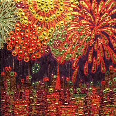 绘画 标题为“HANABI” 由Chiori Ohnaka, 原创艺术品, 颜料