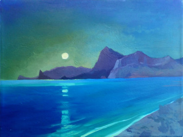 Painting titled "The white moon." by Denis Bely, Original Artwork, Oil