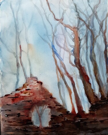 「Le moulin abandonné」というタイトルの絵画 Ghislaine Rimmen-Mohlによって, オリジナルのアートワーク, 水彩画
