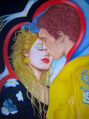 Innamorarsi - Serie Relazioni umane (opera con poesia) Painting titled "Innamorarsi - Serie…" by Clara De Santis, Original Artwork, Pastel