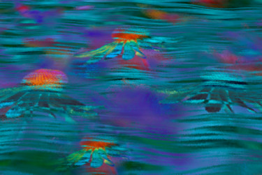 Digitale Kunst mit dem Titel "Blüten Ufos im Früh…" von Sigrid Gombert, Original-Kunstwerk, Digitale Malerei