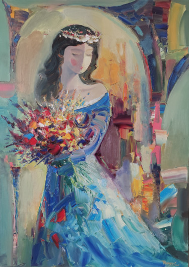 绘画 标题为“Bride-2 (50x70cm, o…” 由Hayk Miqayelyan, 原创艺术品, 油 安装在木质担架架上