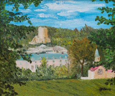 Painting titled "LA ROCHE GUYON" by Jean-Marc Rives - Artiste-Peintre International, Original Artwork, Oil Mounted on Wood S…