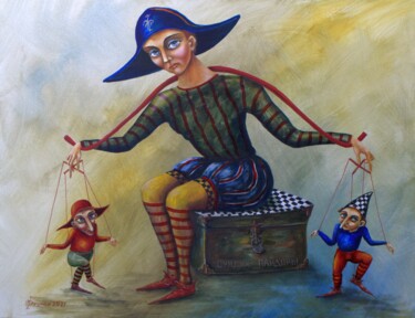 Pittura intitolato "марионетки" da Vladimir Pronkin, Opera d'arte originale, Olio