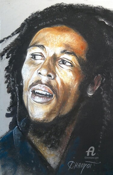 Σχέδιο με τίτλο "Bob Marley" από Isabelle Derangere, Αυθεντικά έργα τέχνης, Παστέλ