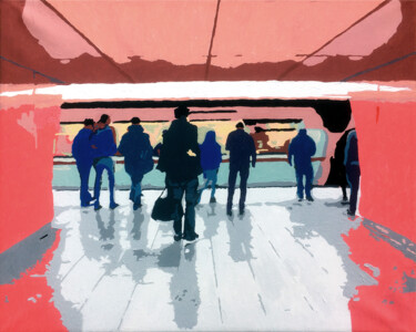 Pintura intitulada "Subway" por Kosta Morr, Obras de arte originais, Acrílico Montado em Armação em madeira