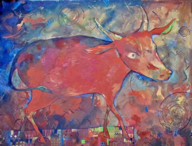 绘画 标题为“Red Taurus” 由Sergey Kostin, 原创艺术品, 彩画