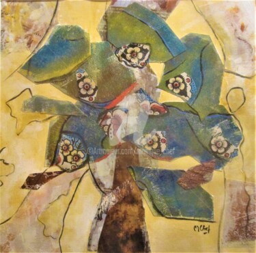 Peinture intitulée "L'Arbre de vie 2" par Monique Chef, Œuvre d'art originale, Collages