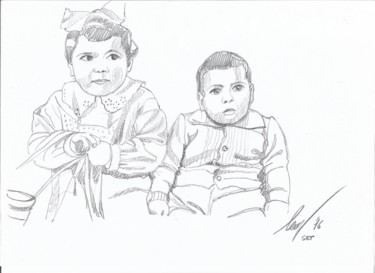 Dibujo titulada "My sister." por Leonardo Venezia, Obra de arte original, Lápiz