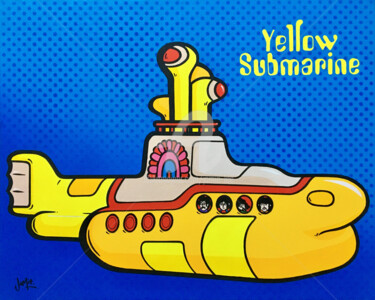 제목이 "The Beatles Yellow…"인 미술작품 Jamie Lee로, 원작, 아크릴 나무 들것 프레임에 장착됨