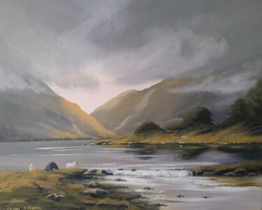 Painting titled "Maam sheep spring" by Cathal O Malley, Original Artwork, Acrylic