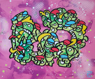 Peinture intitulée "reptiles" par Frob, Œuvre d'art originale, Acrylique