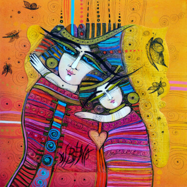 Peinture intitulée "Les papillons" par Albena Vatcheva, Œuvre d'art originale, Huile Monté sur Châssis en bois