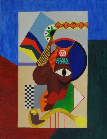 Painting titled "Négritude" by Dominique Frampier, Original Artwork, Oil