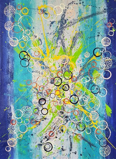 Peinture intitulée "N° 149 Oxygène" par Isa-L, Œuvre d'art originale, Acrylique Monté sur Châssis en bois