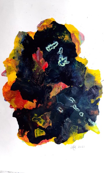 Schilderij getiteld "Darkness" door Marianne Huizinga, Origineel Kunstwerk, Acryl