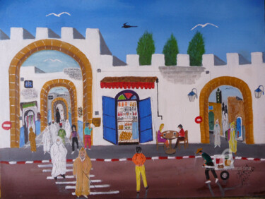 Pittura intitolato "ma médina" da Ahmed Fertat, Opera d'arte originale, Acrilico