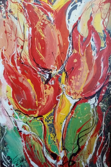 Painting titled "Тюльпаны" by Valeria Levencova, Original Artwork, Oil