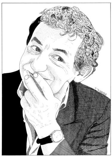 Dessin intitulée "Pierre Desproges" par Pascal Tavarner, Œuvre d'art originale, Encre