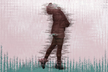 Digitale Kunst mit dem Titel "Frau schaut nach ob…" von Sigrid Gombert, Original-Kunstwerk, Digitale Malerei
