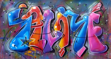 Peinture intitulée "Tag n°218" par Saname, Œuvre d'art originale, Bombe aérosol