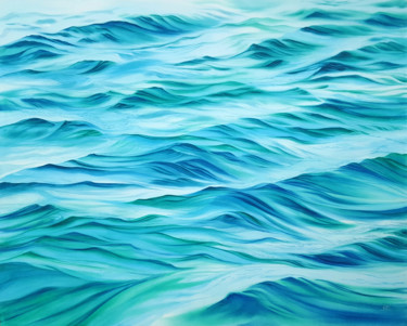 Painting titled "Seascape with ocean…" by Svetlana Lileeva, Original Artwork, Watercolor