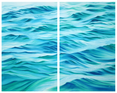 Painting titled "Diptych Tropical se…" by Svetlana Lileeva, Original Artwork, Watercolor