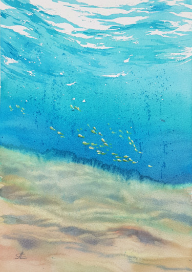Painting titled "Under the sea water…" by Svetlana Lileeva, Original Artwork, Watercolor