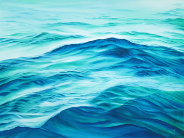 Tropical seascape with ocean waves - paysage marin et vagues Painting titled "Tropical seascape w…" by Svetlana Lileeva, Original Artwork, Watercolor