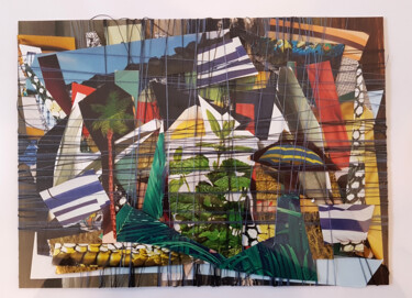Collages intitulée "Ao longo dos anos" par Muriel Cayet, Œuvre d'art originale, Patchwork Monté sur Carton