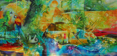 绘画 标题为“Paradise” 由Jorge Calero, 原创艺术品, 丙烯 安装在木质担架架上