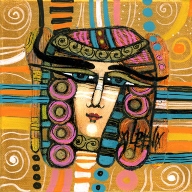Peinture intitulée "Portrait 15x15" par Albena Vatcheva, Œuvre d'art originale, Huile Monté sur Châssis en bois