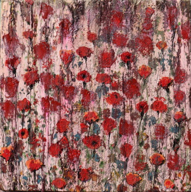 Malerei mit dem Titel "pink red and white" von Donatella Marraoni, Original-Kunstwerk, Öl